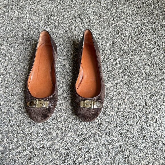 Gucci Womens Horsebit Monogram Ballet Flats Shoe Size 6 B Brown Velvet - Picture 1 of 13